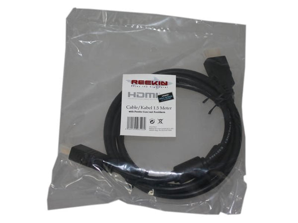 Reekin HDMI Câble - 1,5 Mètre - FERRITE FULL HD (High Speed with Ethernet)