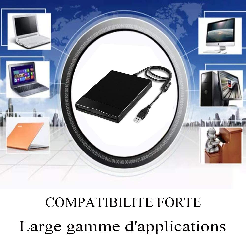 Lecteur de disquettes USB Portable, 3.5 pouces, 1.44 mo, pour Windows 7, 8,  2000 XP, Vista, PC Portable, ordinateur de bureau