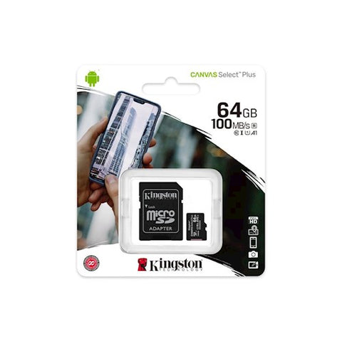 Kingston memory card microSDXC Canvas Select Plus - 64GB - class 10
