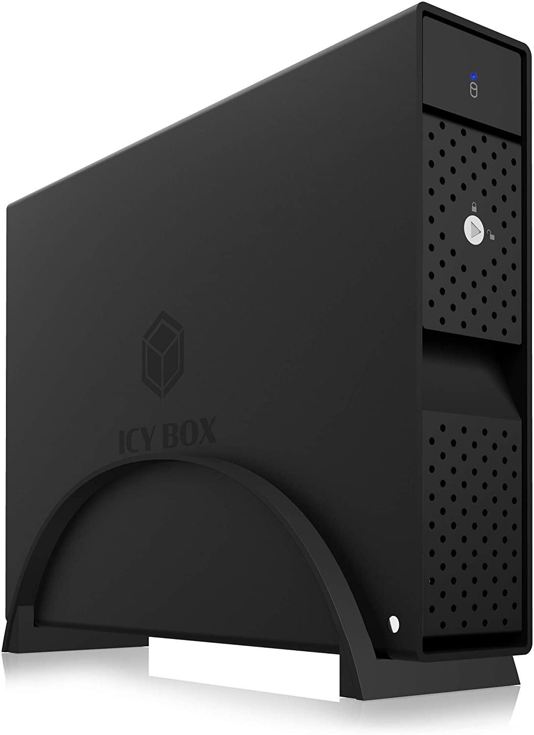 ICY BOX IB-3801-C31 Boîtier de Disque Dur USB-C 3,5" USB 3.1 Gen 2 (10 Gbit/s) Montage sans Outil Boîtier en Aluminium avec Pied Amovible Noir