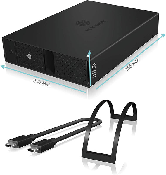 ICY BOX IB-3801-C31 Boîtier de Disque Dur USB-C 3,5" USB 3.1 Gen 2 (10 Gbit/s) Montage sans Outil Boîtier en Aluminium avec Pied Amovible Noir